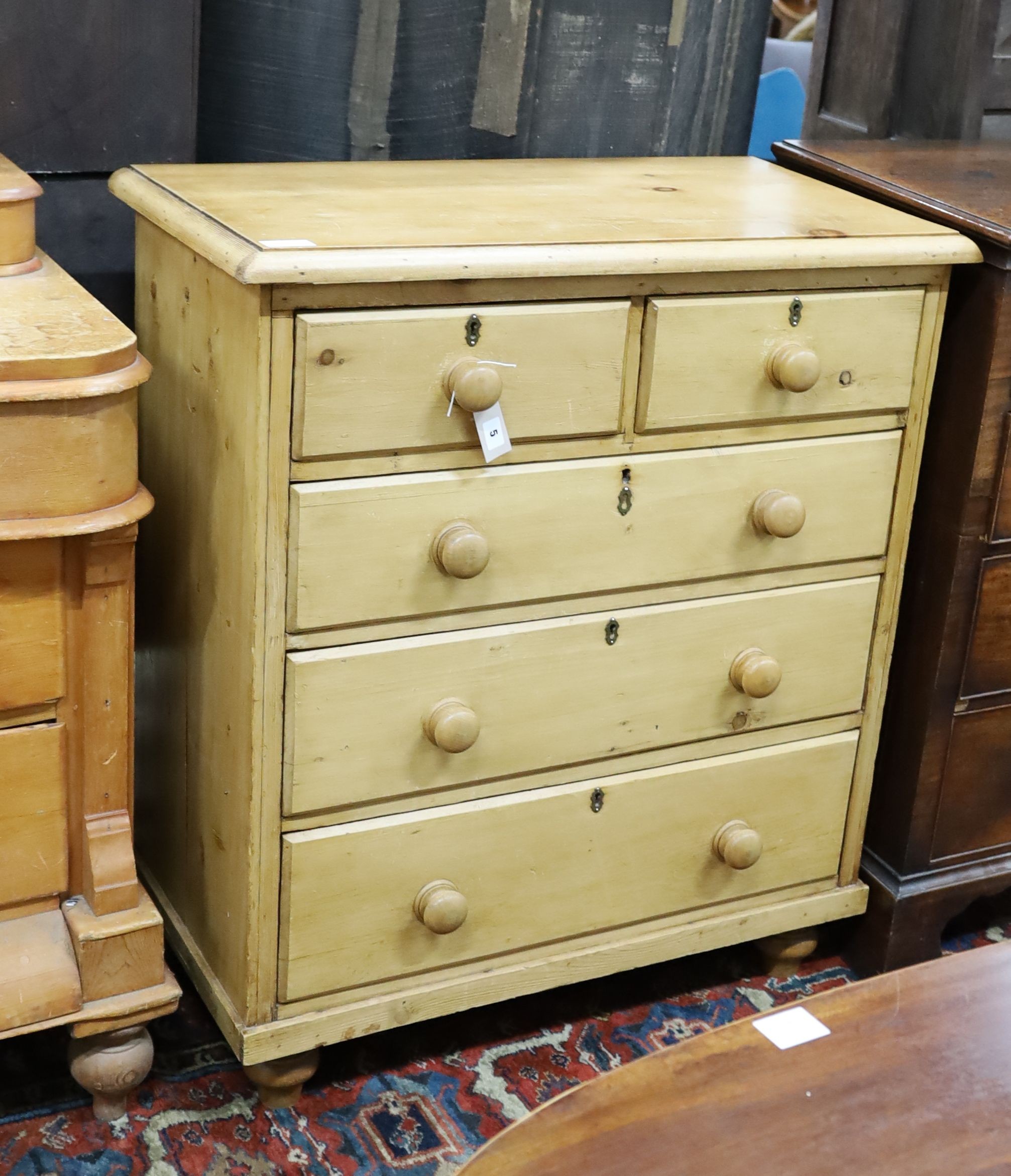 An early 20th century pine chest, width 90cm, depth 48cm, height 104cm